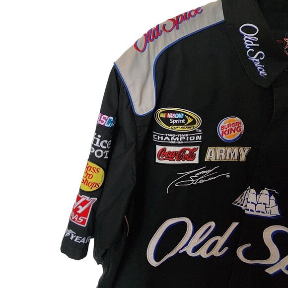 Nascar Tony Stewart JH Design Crew Snap Button Shirt Sleeve Old Spice Black Size - Picture 8 of 13